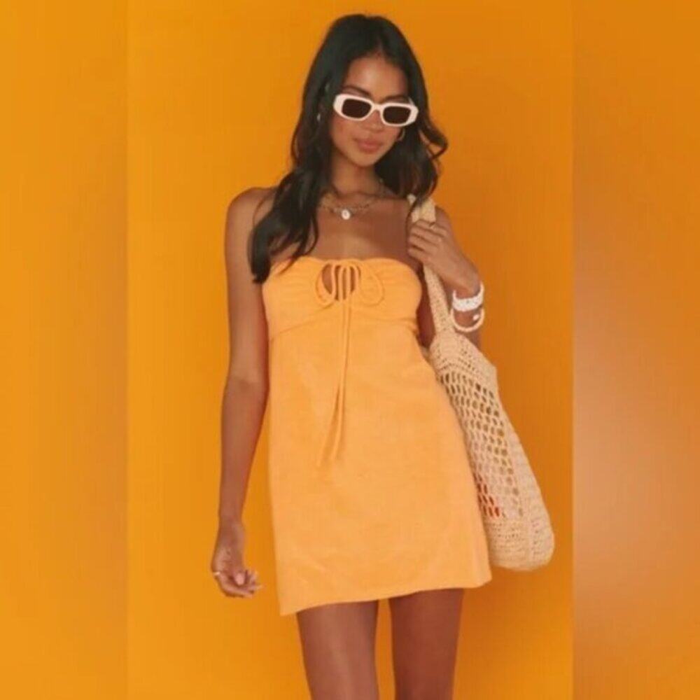 Show Me Your Mumu Women's Size L Orange Terry Cloth Soft Mini Dress Summer Ready